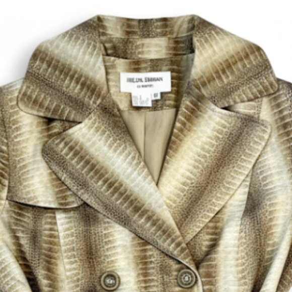 HELENA BERMAN LONDON FIT + FLARE SNAKE PRINT SATIN FEEL TRENCH COAT - Picture 4 of 14